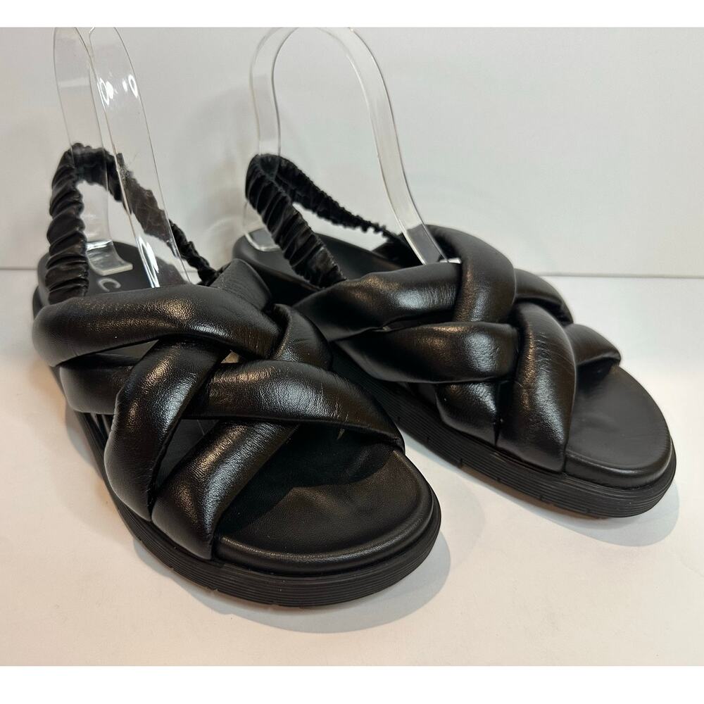 La Canadienne Redmond Leather Sandals Black Size 38.5 US 8 Minimalist Cool Girl